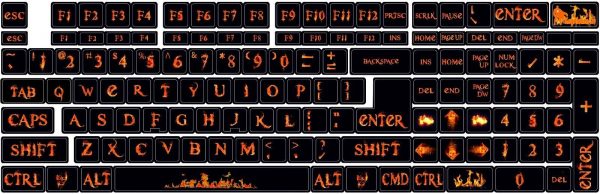 Universal Keyboard stickers Decoration Protector Decal Skin Fire, Spurts of Flame