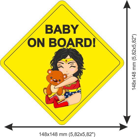 Sticker Baby on Board Wonder woman Rhombus