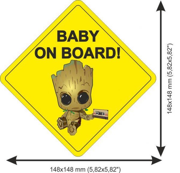 Sticker Baby on Board Groot Rhombus