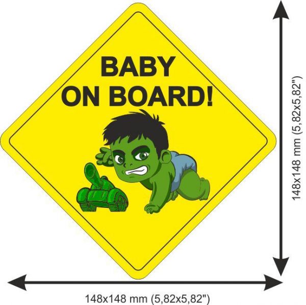 Sticker Baby on Board Hulk Rhombus
