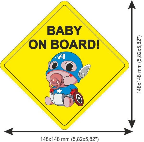 Sticker Baby on Board Captain America Rhombus
