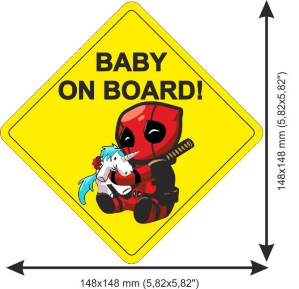 Sticker Baby on Board Deadpool Rhombus