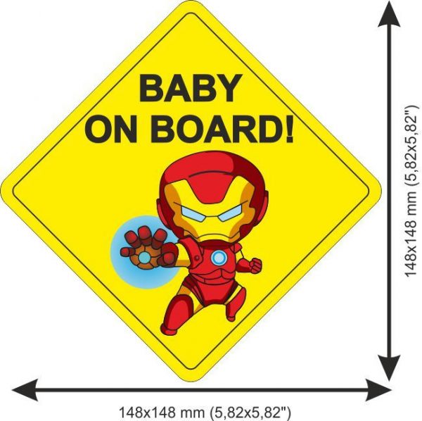 Sticker Baby on Board Iron man Rhombus