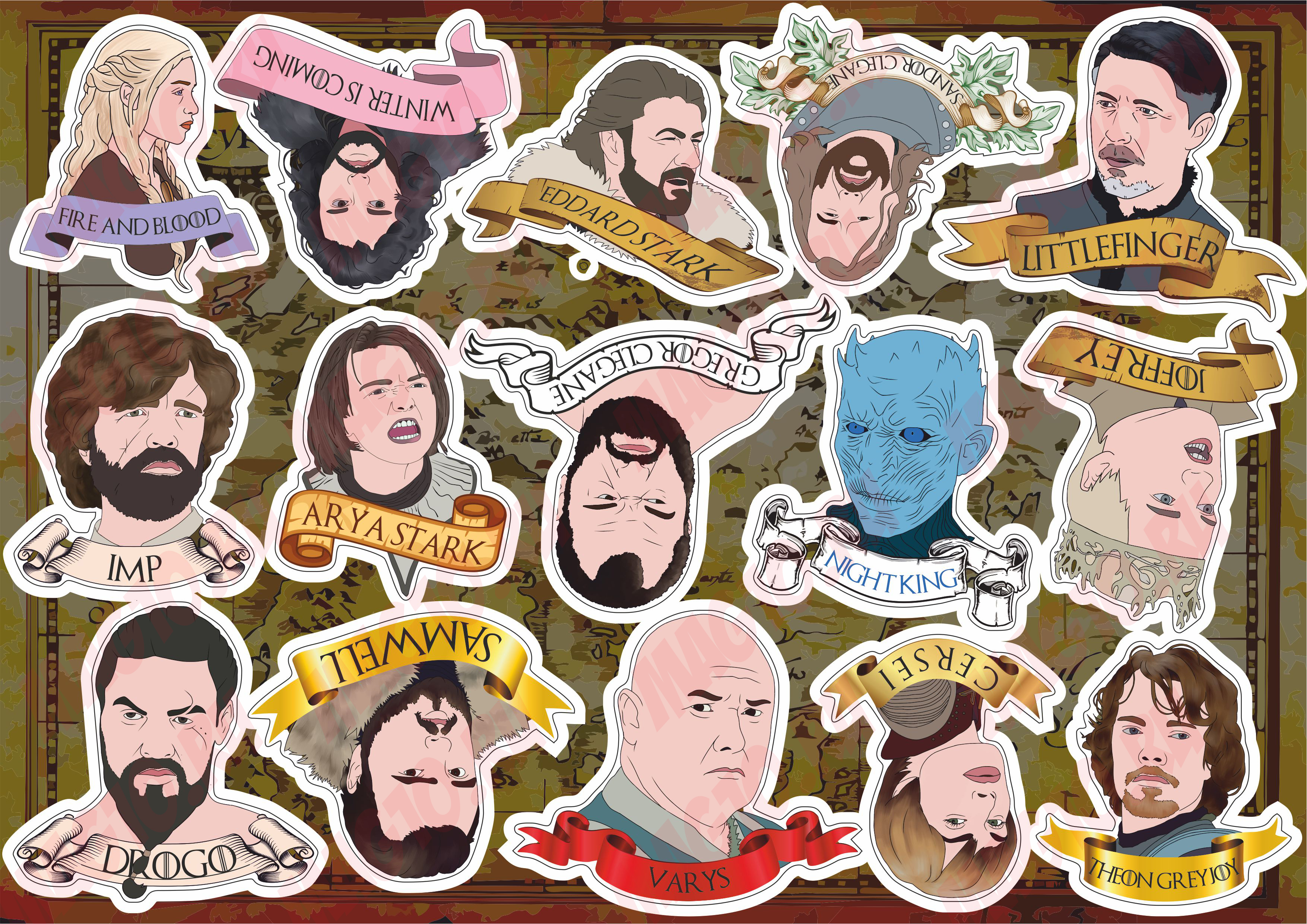 High Gloss Rectangle Stickers Game Of Thrones Houses 10 Sticker Variety Pack