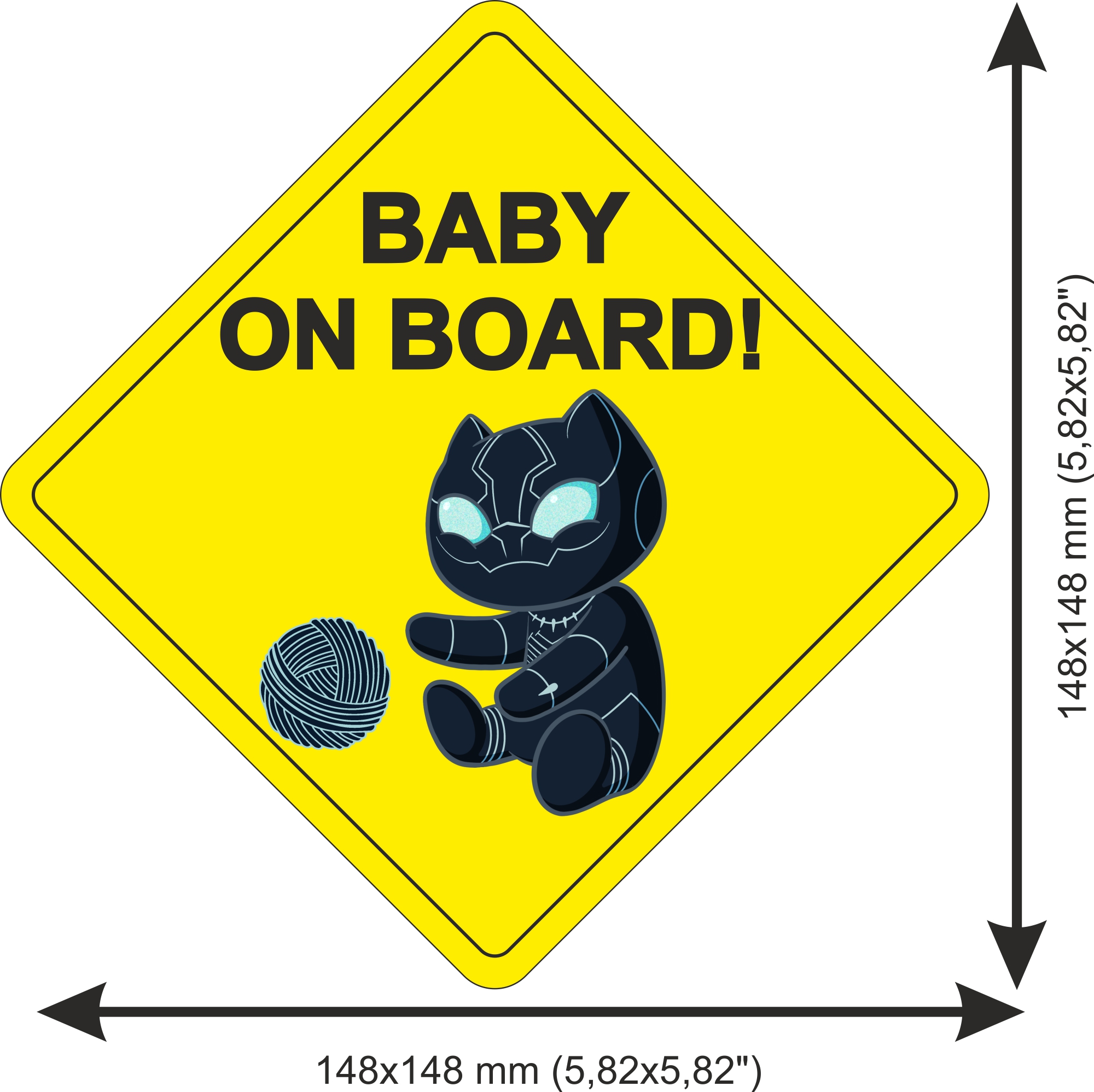 Sticker Baby on Board Black Panther Rhombus – StickersMag