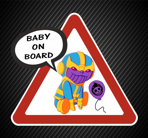 Baby on board Thanos laminated sticker