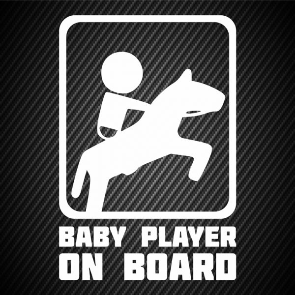 Baby horseback rider on board