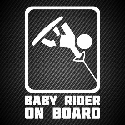Baby wakeboard rider on board