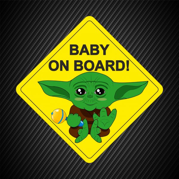 Sticker Baby on Board Yoda Rhombus