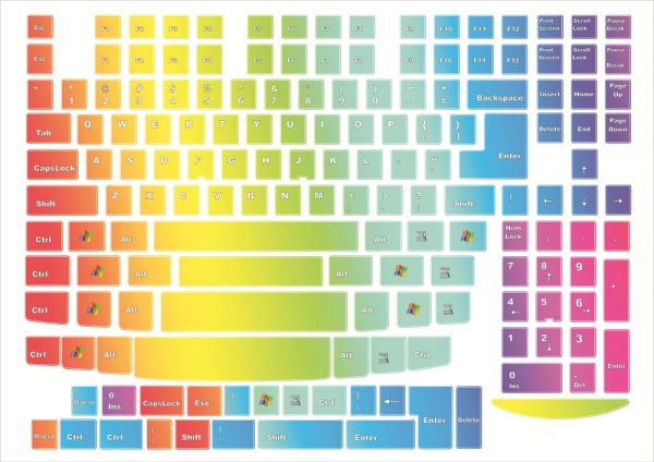Rainbow universal stickers on the keyboard with protective lamination