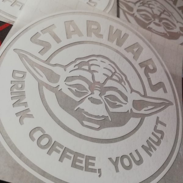 Free sticker Master yoda – drink coffee, you must.